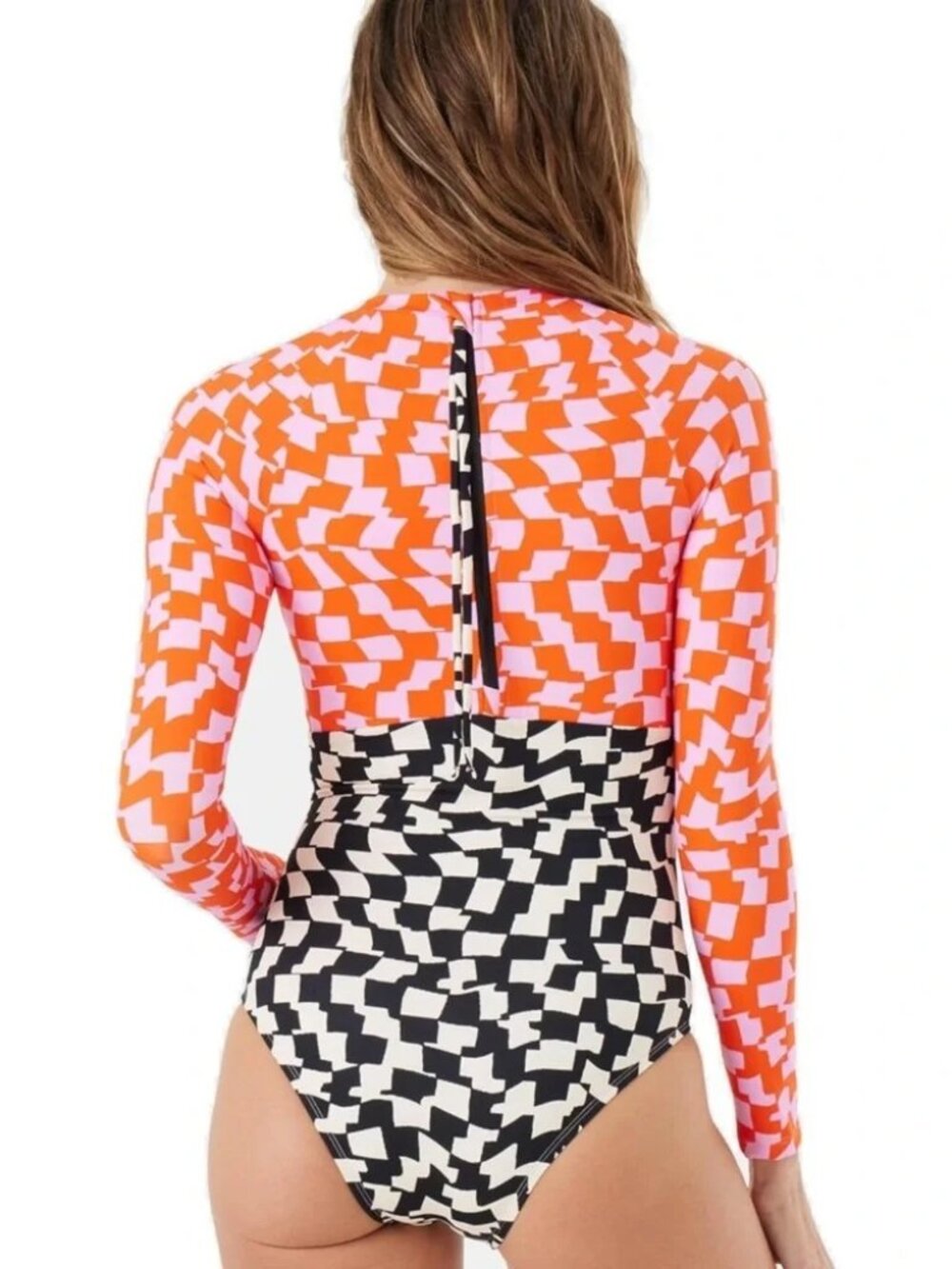 Roxy Long Sleeve One Piece Swim / Surf Suit - Multi Check - Size Medium - Picture 5 of 7